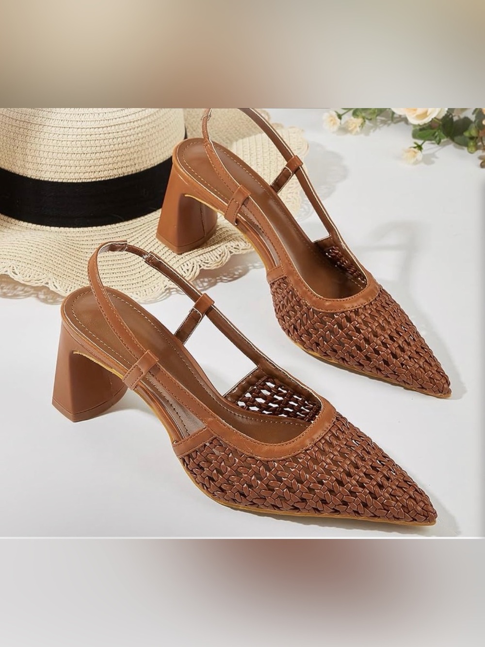Woven Mesh Slingback Heels -New in box! 9.5
